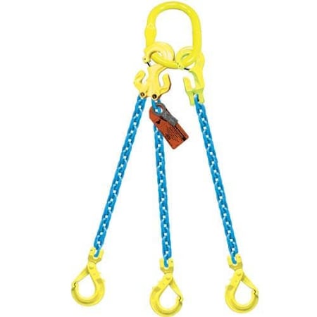 Grabiq Triple Leg 7/32 in Adjstbl Chain Slng TG3-GBK, 15ft L, 8400lb WLL G-7/32-TG3-GBK-15